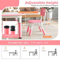 Costway Kids 4 Seater Table and Chair Set Pink - Size: 125 x 65 x 18cm - Wilko - thumbnail 6