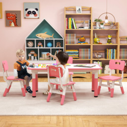 Costway Kids 4 Seater Table and Chair Set Pink - Size: 125 x 65 x 18cm - Wilko - thumbnail 5