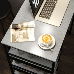 HOMCOM 2 Seater 3 Shelf Light Grey Breakfast Bar Table Set - Wilko - thumbnail 4