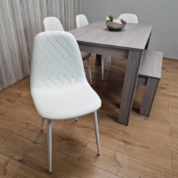 Kosy Koala 6 Seater Faux Leather Dining Bench Set Grey and White - Multi - Portland - Wilko - thumbnail 6