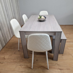 Kosy Koala 6 Seater Faux Leather Dining Bench Set Grey and White - Multi - Portland - Wilko - thumbnail 4