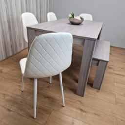 Kosy Koala 6 Seater Faux Leather Dining Bench Set Grey and White - Multi - Portland - Wilko - thumbnail 5