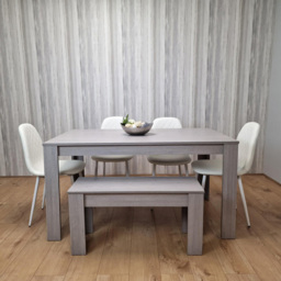 Kosy Koala 6 Seater Faux Leather Dining Bench Set Grey and White - Multi - Portland - Wilko - thumbnail 3