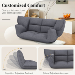 Costway Grey Adjustable Floor Sofa Chair - Size: Single - Wilko - thumbnail 5