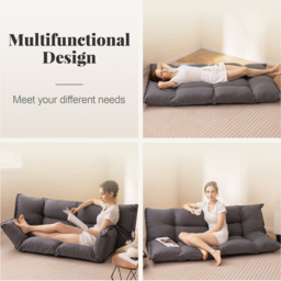 Costway Grey Adjustable Floor Sofa Chair - Size: Single - Wilko - thumbnail 6