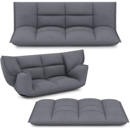 Costway Grey Adjustable Floor Sofa Chair - Size: Single - Wilko - thumbnail 3
