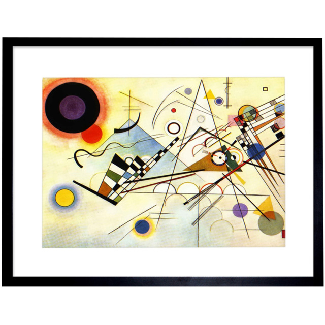 Wee Blue Coo Kandinsky Composition VIII Home Decor Framed Wall Art Print 30 x 41cm - Size: 43.3 x 33.3 x 1.5cm - Yellow - Wilko - image 1
