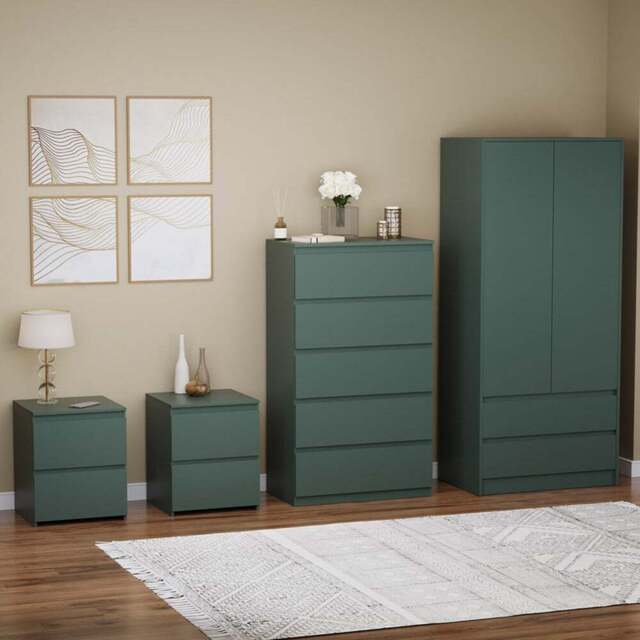 VIDA DESIGNS Denver Jasper Green 4 Piece Bedroom Furniture Set - Wilko - image 1