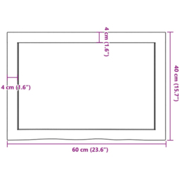 vidaXL 60 x 40 x 6cm Brown Wall Shelf - Size: 6 x 60 x 40cm - Wilko - thumbnail 6