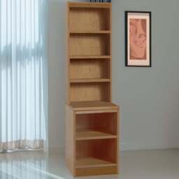 R White Cabinets 6 Shelf Brown Desk Height Bookcase with Hutch - Size: 182.8 x 47.9 x 54cm - Wilko - thumbnail 1