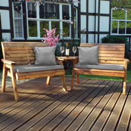 Charles Taylor 4 Seater Angled Bench Set with Grey Cushions - Size: 264 x 90 x 98cm - Wilko - thumbnail 1