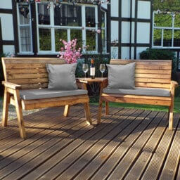 Charles Taylor 4 Seater Angled Bench Set with Grey Cushions - Size: 264 x 90 x 98cm - Wilko