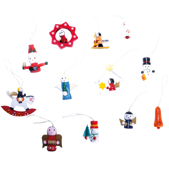 St Helens Assorted Wooden Hanging Decorations 12 Pack - Size: 170 x 200 x 20cm - Red - Wilko - image 1