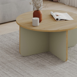 Decortie Hillary Oak and Ash Green Round Coffee Table - Size: 38 x 80 x 80cm - Multi - Wilko - thumbnail 4