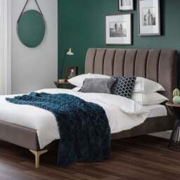 Julian Bowen Deco Double Truffle Velvet Bed Frame - Gold - Wilko