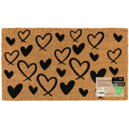 JVL Hearts Coir Latex Backed Door Mat and Runner Set - Size: 121 x 41 x 4cm - Brown - Wilko - thumbnail 3