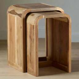Brooklyn Aleiny Hardwood Nest of Tables Set of 2 - Brown - Wilko