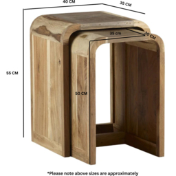 Brooklyn Aleiny Hardwood Nest of Tables Set of 2 - Brown - Wilko - thumbnail 6