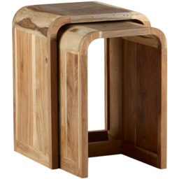 Brooklyn Aleiny Hardwood Nest of Tables Set of 2 - Brown - Wilko - thumbnail 3