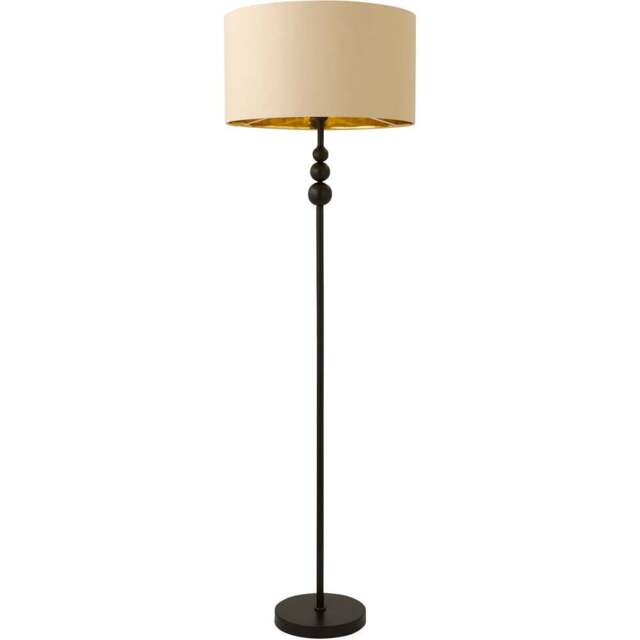 ValueLights Marissa Beige and Gold Shade Black Ball LED Floor Lamp - Size: 145 x 45 x 45cm - Wilko - image 1