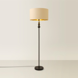ValueLights Marissa Beige and Gold Shade Black Ball LED Floor Lamp - Size: 145 x 45 x 45cm - Wilko - thumbnail 6