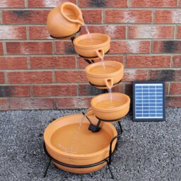 Monster Shop 4 Tier Terracotta Solar Water Feature - Size: 50 x 44 x 56cm - Orange - MonsterShop - Wilko - thumbnail 3