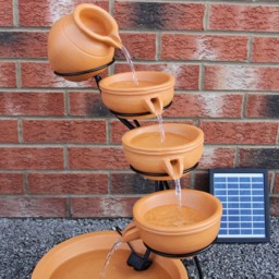 Monster Shop 4 Tier Terracotta Solar Water Feature - Size: 50 x 44 x 56cm - Orange - MonsterShop - Wilko - thumbnail 6