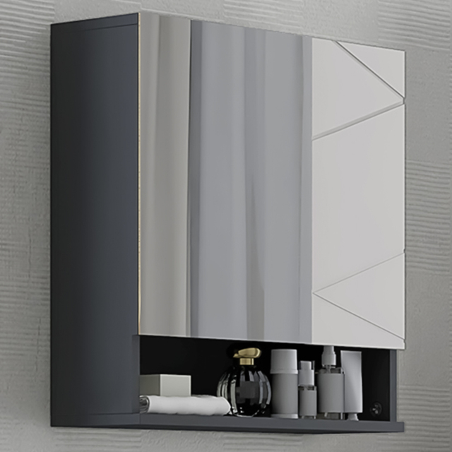 Portland Single Door Light Grey Bathroom Mirror Cabinet - Size: 55 x 17 x 55cm - Wilko - image 1