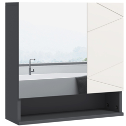 Portland Single Door Light Grey Bathroom Mirror Cabinet - Size: 55 x 17 x 55cm - Wilko - thumbnail 3