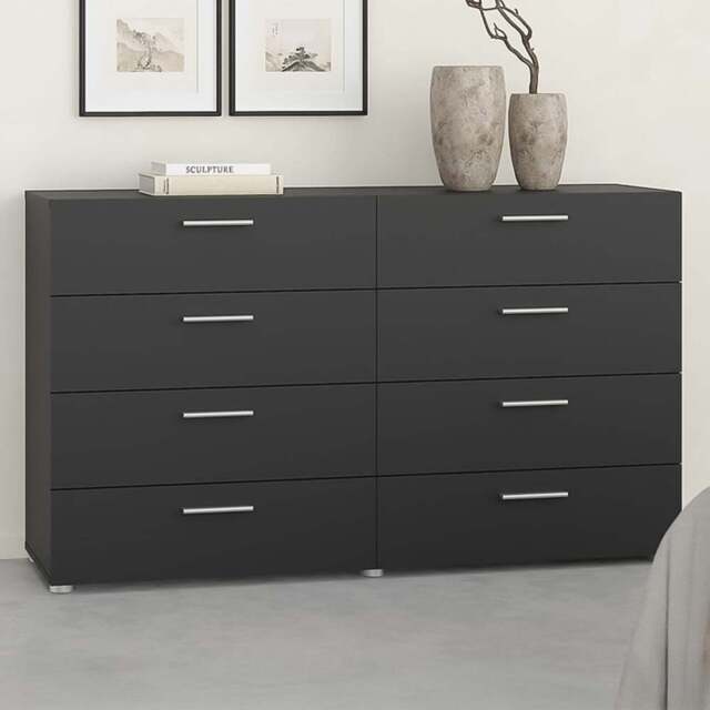 Florence 8 Drawer Black Chest of Drawers - Furniture to Go - Wilko - image 1