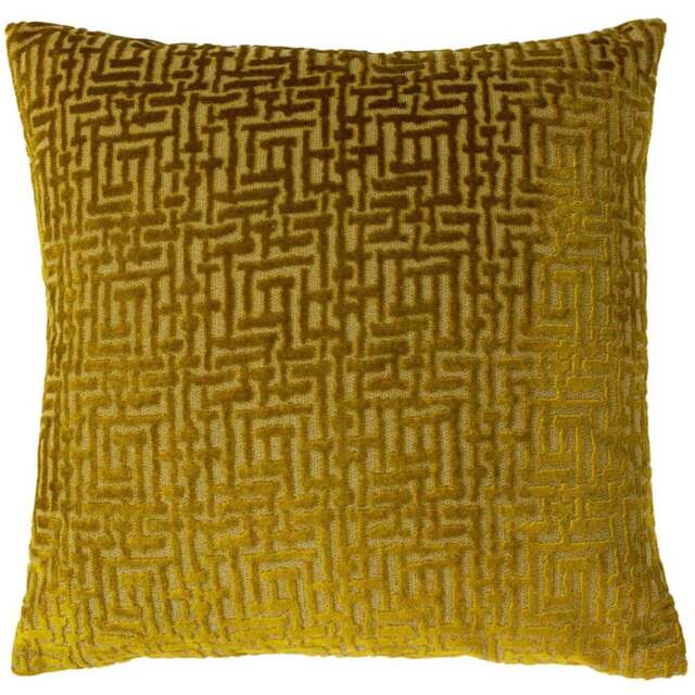 Paoletti Delphi Gold Velvet Jacquard Cushion - Size: 45 x 45cm - Wilko - image 1
