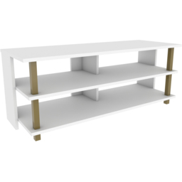 Decorotika Pueblo 4 Open Shelf Gold and White Wide TV Unit - Size: 47 x 120 x 45cm - Multi - Wilko - thumbnail 4