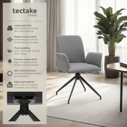 tectake Daya Set of 2 Anthracite Upholstered Swivel Chair - Size: Single - Grey - Wilko - thumbnail 4
