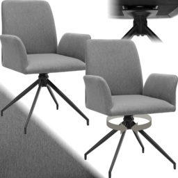 tectake Daya Set of 2 Anthracite Upholstered Swivel Chair - Size: Single - Grey - Wilko - thumbnail 3
