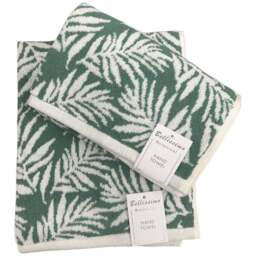 Bellissimo Botanical Turkish Cotton Green Hand Towel 2 Pack - Size: 70 x 125cm - Wilko - thumbnail 1
