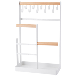 H&O Direct 4 Tier White Jewellery Display Rack - Size: 26 x 22 x 10cm - Wilko