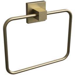 Rothley Satin Brass Square Towel Ring 185mm - Size: 17.5 x 6.5 x 20cm - Gold - Wilko