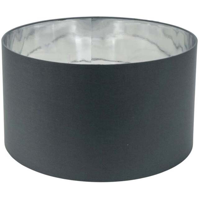 ValueLights Reni Charcoal and Metallic Chrome Large Ceiling Drum Lamp Shade 45cm - Size: 25 x 45 x 45cm - Grey - Wilko - image 1