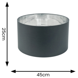 ValueLights Reni Charcoal and Metallic Chrome Large Ceiling Drum Lamp Shade 45cm - Size: 25 x 45 x 45cm - Grey - Wilko - thumbnail 5