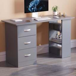 VIDA DESIGNS Mason Computer Desk Grey - Size: 72 x 120 x 49cm - Wilko