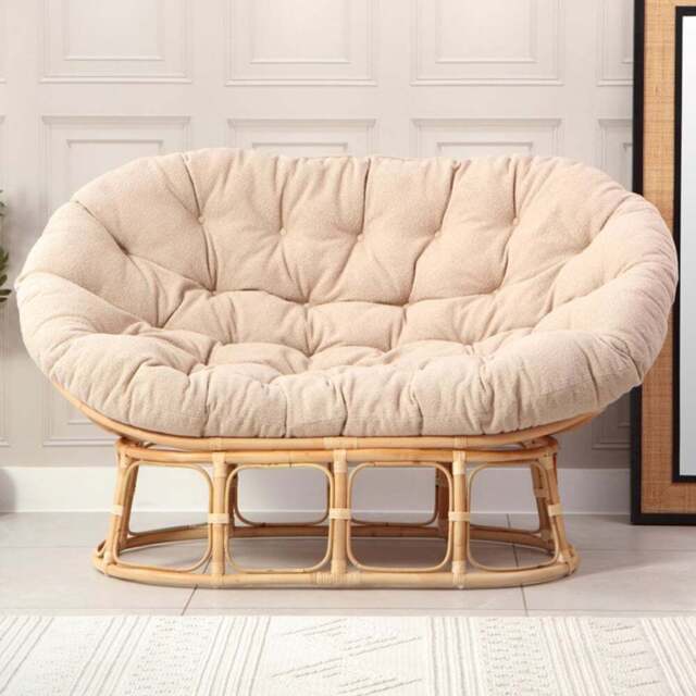 Desser Furniture Papasan 2 Seater Cloud and Natural Sofa - Brown - Wilko - image 1