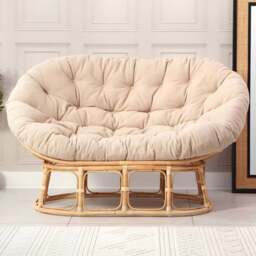 Desser Furniture Papasan 2 Seater Cloud and Natural Sofa - Brown - Wilko - thumbnail 1