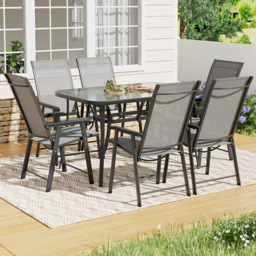 Living and Home 6 Seater Rectangular Outdoor Dining Set - Black - Wilko