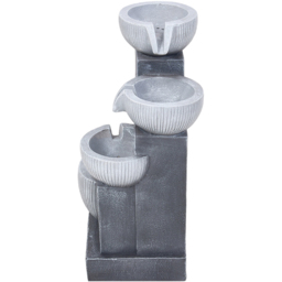 Living and Home 4-Tier Stone Effect Cascading Bowl Solar LED Water Feature - Size: 47 x 27 x 22cm - Grey - Wilko - thumbnail 4