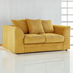 Luxor 2 Seater Mustard Jumbo Cord Scatter Back Sofa - Yellow - Wilko - thumbnail 1