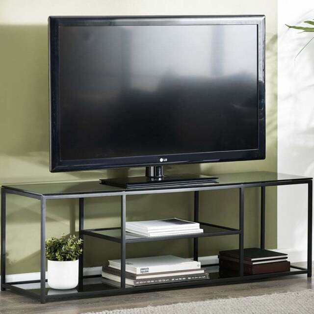 Julian Bowen Chicago 2 Shelf Smoked Glass TV Unit - Size: 40 x 140 x 47cm - Black - Wilko - image 1