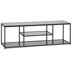 Julian Bowen Chicago 2 Shelf Smoked Glass TV Unit - Size: 40 x 140 x 47cm - Black - Wilko - thumbnail 3