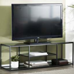 Julian Bowen Chicago 2 Shelf Smoked Glass TV Unit - Size: 40 x 140 x 47cm - Black - Wilko - thumbnail 1
