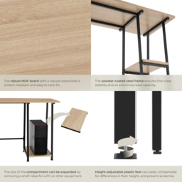 tectake Paisley Oak Sonoma Trapezoidal Desk - Brown - Wilko - thumbnail 5