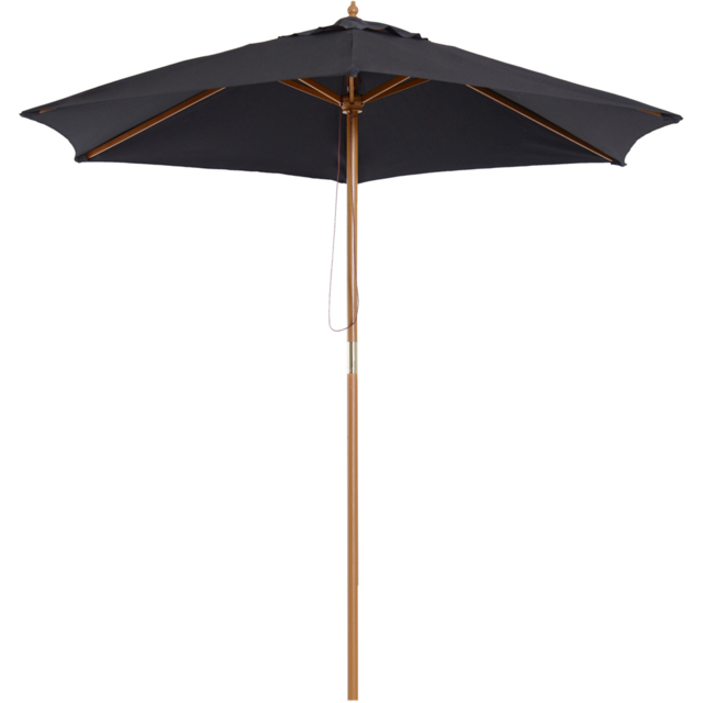 Outsunny Black Wooden Umbrella Parasol 2.5m - Size: 2m - Wilko - image 1